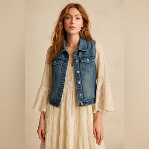 Unbranded Blue Denim Cotton Vest Sleeveless Layering Piece